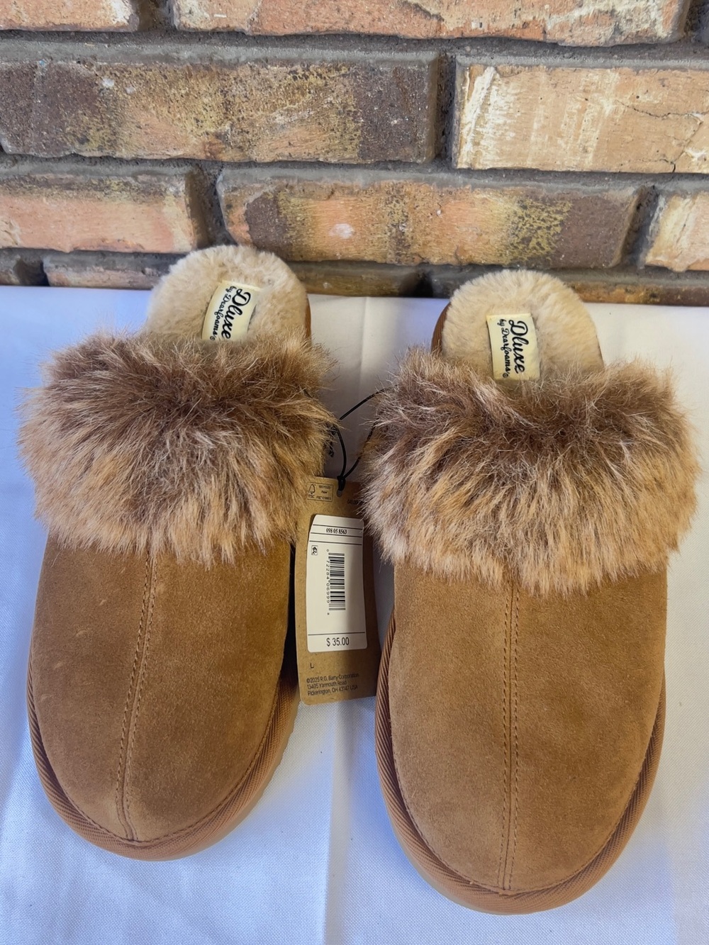 Luxe Chestnut Suede Faux-Fur Clog Slippers